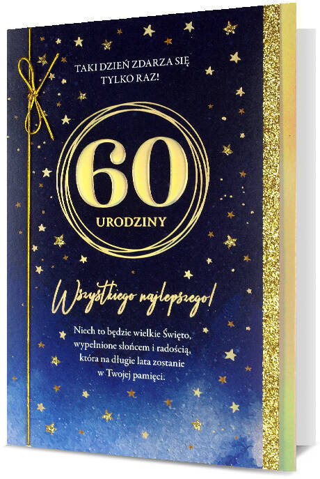 Kartka okolicznościowa gwiazdy 3D 60 urodziny 13x19 cm