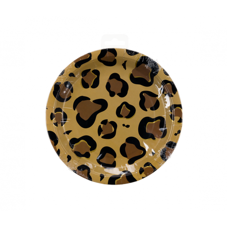 Talerzyki papierowe SAFARI lampart cętki 22,6cm 8 szt.