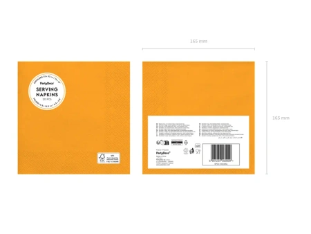 Serwetki papierowe jednokolorowe pomarańczowe 33x33 cm 20 szt.