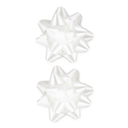 Kokarda prezentowa rozeta matowa biała 7,6 cm 2 szt.