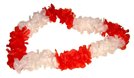 Naszyjnik kibica hawajski biało czerwony 1 szt.