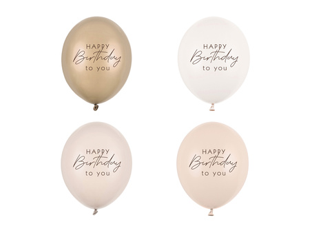 Balon lateksowy pastelowy  Happy Birthday 1 sztuka 12 cali 30 cm beżowy mix