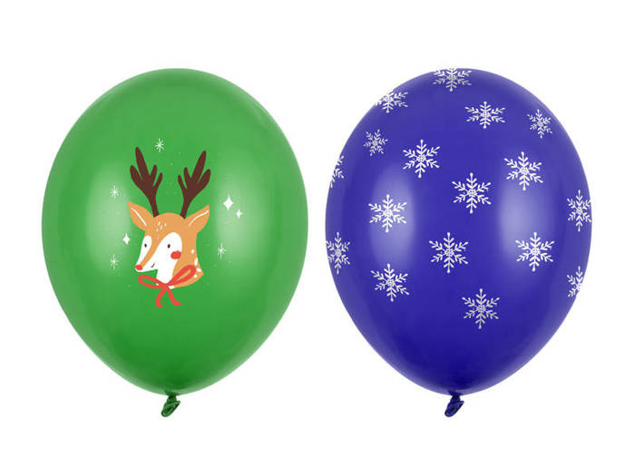 Balon gumowy świąteczny Merry Christmas renifer śnieżynki 12 cali 1 szt.