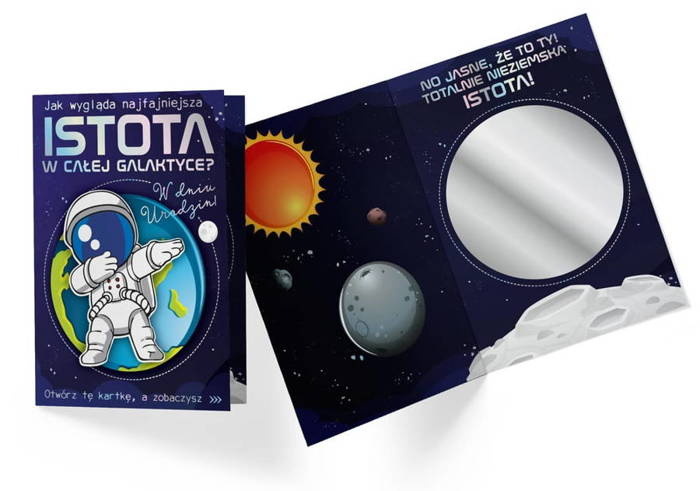 Kartka urodzinowa karnet Kosmonauta lusterko