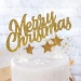 Topper na tort Merry Christmas ZŁOTY brokatowy