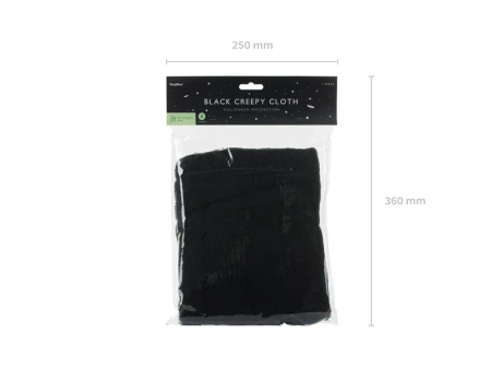 Materiał dekoracyjny gładki, czarny, pajęczyna Halloween 0.72x9.8m
