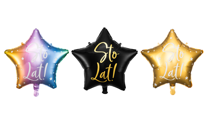 Gwiazdka Sto lat balon foliowy 40 cm różne kolory