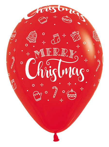 Balon gumowy świąteczny Merry Christmas Sempertex 12 cali 1 szt.