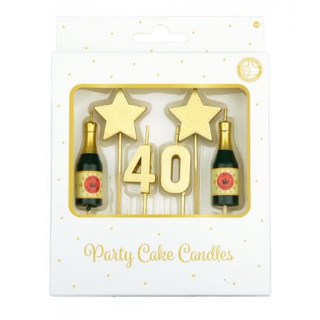 Zestaw świeczek na tort 40 urodziny złote 6 szt.