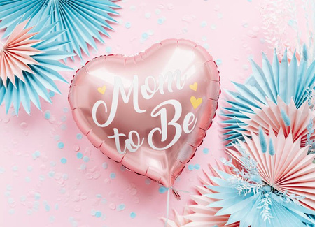 Mom to Be balon foliowy serce 35 cm Baby Shower