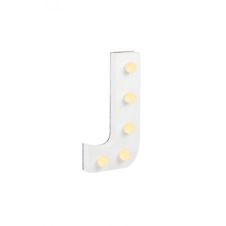 Świecąca Litera LED "J" Light Letter, drewniana biała 17x8 cm