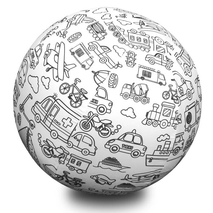 Piłka Balonowa do kolorowania TRANSPORT 30 cm
