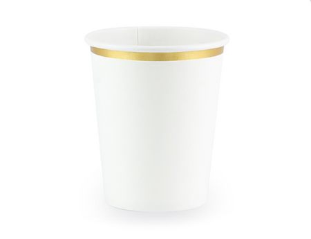 Kubeczki papierowe ze złotym zdobieniem 260 ml 6 szt