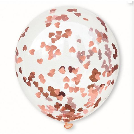 Balon przezroczysty z konfetti serca 1 szt. - kolor do wyboru