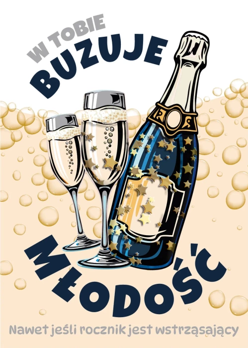 Kartka urodzinowa z konfetti Butelka szampana