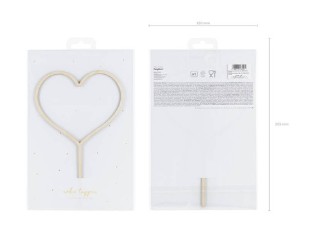 Topper dekoracyjny na tort drewniany SERCE 23 cm