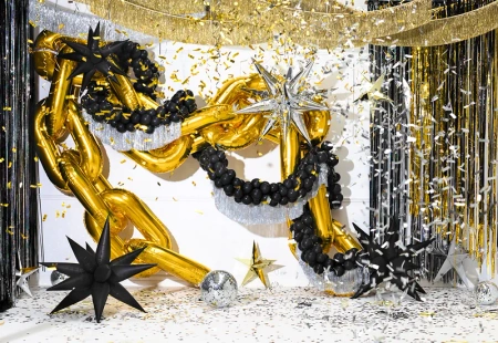 Gwiazda 3D balon foliowy CZARNY 95 cm