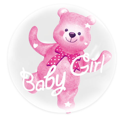 Balon foliowy w balonie Baby Girl Miś 59 x 69 cm
