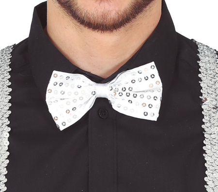 Mucha z cekinami SREBRNA 11 cm na Sylwestra i karnawał