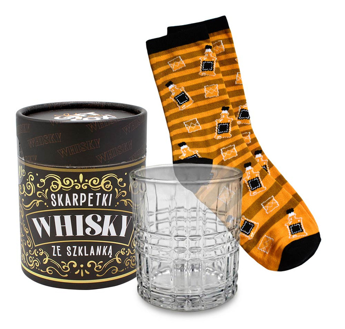 Zestaw prezentowy: Skarpetki i szklanka Gift Me Sox wzór: Whisky