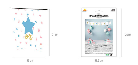 Baner girlanda Boy or Girl BABY SHOWER 220 cm