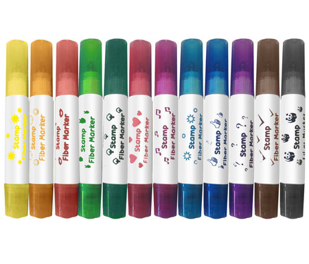 Mazaki pisaki ze stemplami 12 kolorów Easy