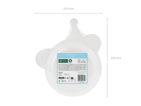 Talerzyki papierowe Miś 6 szt. 18 cm