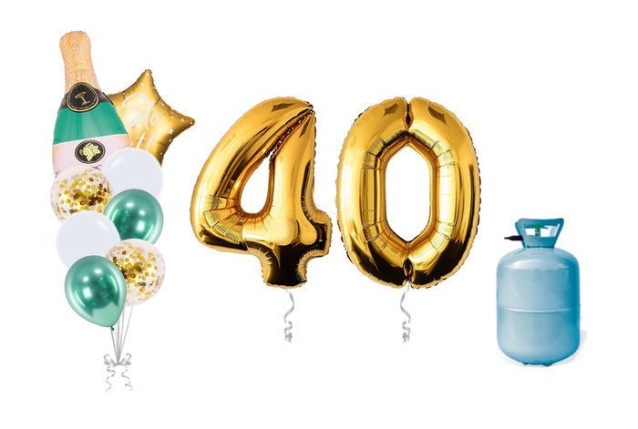 Zestaw balonów na 40 urodziny bukiet balonowy z helem złoty