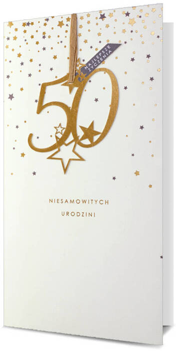 Kartka okolicznościowa z zawieszką 50 urodziny 12x22,5 cm