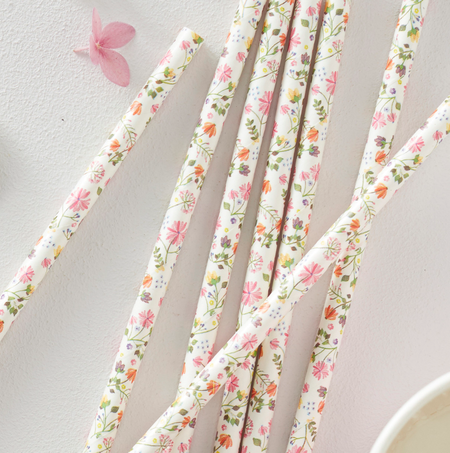 Słomki do picia papierowe kwiaty Floral 25 szt.