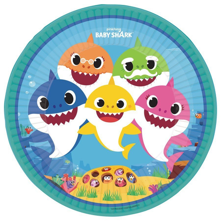 Talerzyki papierowe okrągłe Baby Shark 23 cm 8 szt.