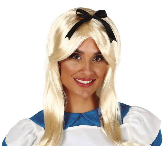 Peruka długa blond z Kokardą (Alicja w Krainie Czarów)