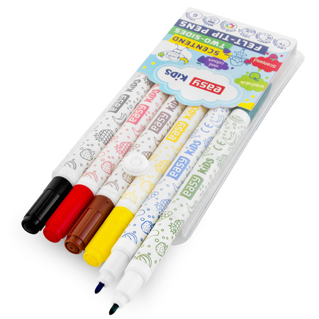 Flamastry Pisaki spieralne dwustronne 6 kolorów Easy