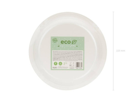Talerzyki białe z trzciny cukrowej 22,5 cm EKO