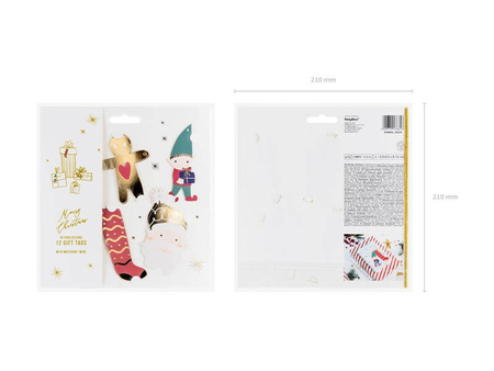 Zawieszki papierowe do prezentów świąteczne Mikołaj MIX 12 szt.