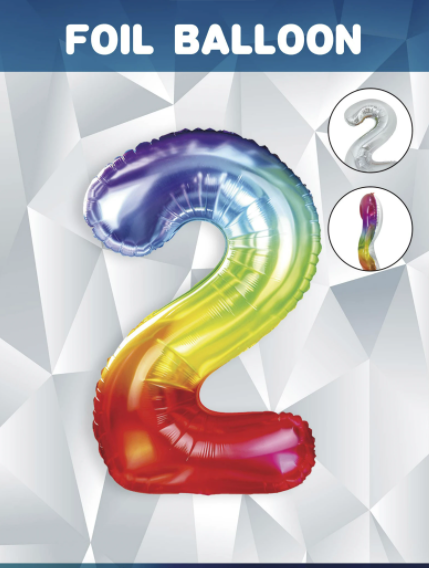 BALON foliowy CYFRA 100 cm TĘCZOWA