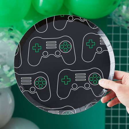 Talerzyki papierowe Gaming Party GAMEPAD 25 cm 8 szt.