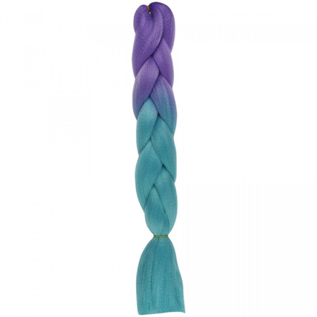 Włosy syntetyczne warkocze warkoczyki 60 cm OMBRE - fioletowo turkusowe