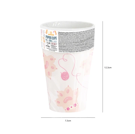 Kubki papierowe Kotki łapki 220 ml 6 szt.