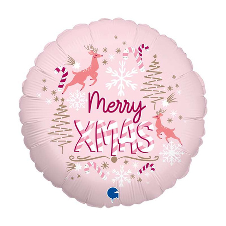 Balon foliowy okrągły Merry Xmas 18 cali