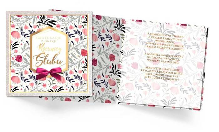 Kartka okolicznościowa ROCZNICA ŚLUBU gratulacje 17 x 17 cm