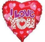 Serce I Love You fioletowo-biały napis czerwony balon foliowy 18''