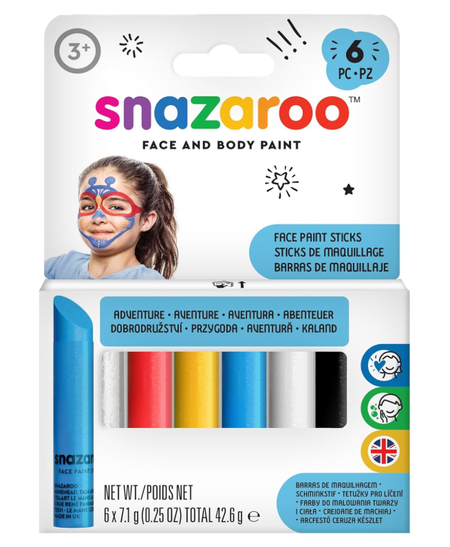 Kredki do twarzy i ciała zestaw Adventure Snazaroo 6x7,1g