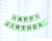 Baner girlanda "Happy Birthday" flagi miętowy