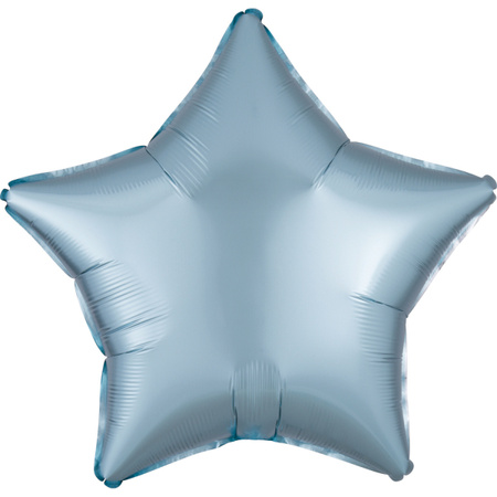 Gwiazdka satynowa balon foliowy 19 cali/ 48 cm błękitny pastelowy