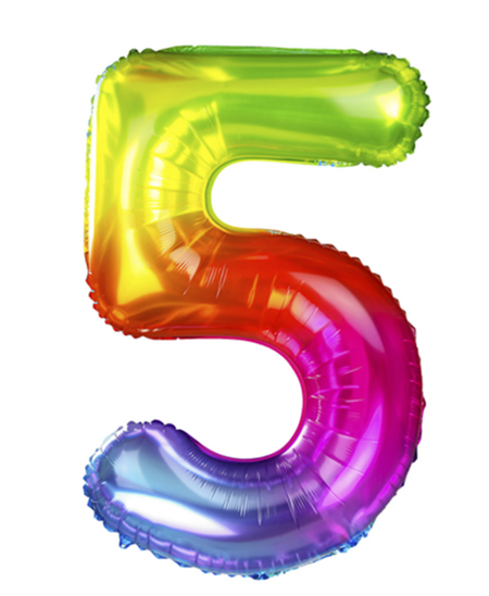 BALON foliowy CYFRA 100 cm TĘCZOWA