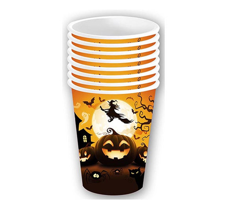 Kubeczki papierowe Dynia pomarańczowe HALLOWEEN 240 ml 6 szt.
