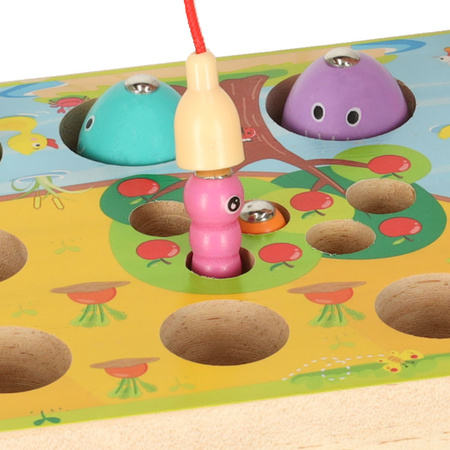 Gra drewniana montessori łowienie rybek marchewki robaczki