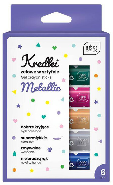 Kredki żelowe w sztyfcie wykręcane 6 sztuk