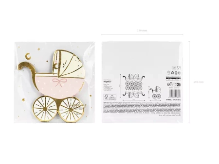 Serwetki WÓZECZEK różowy baby shower 14 x 15 cm 20 szt.